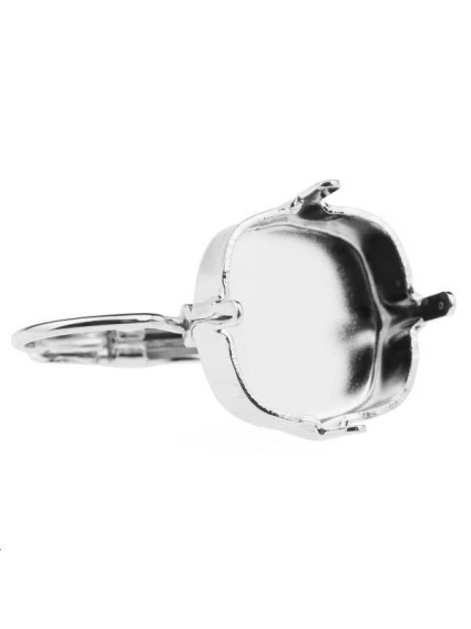 Dormeuse avec sertissure carrée 12mm  Boucles d'oreilles- 1