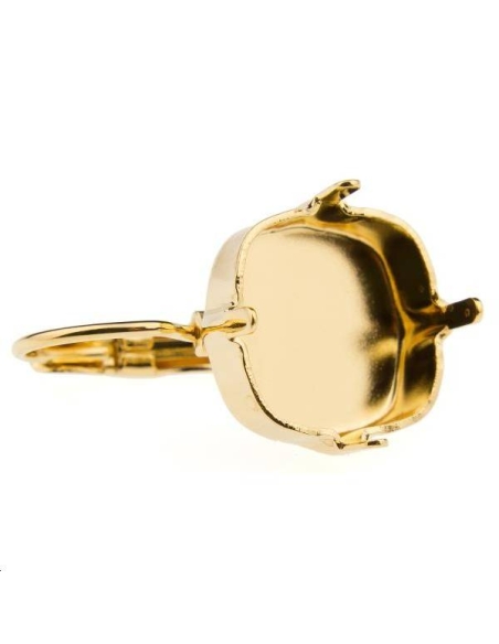 Dormeuse avec sertissure carrée 12mm  Boucles d'oreilles- 1