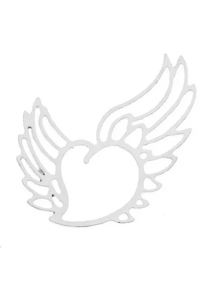 Filigrane coeur ailé 25x30mm  Filigranes- 1