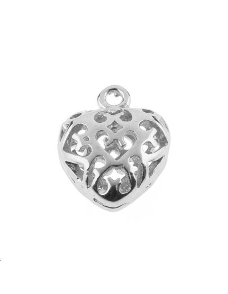 Pampille coeur ajouré 11x9mm  Pampilles- 1 Pampille coeur ajouré 11x9mm  Pampilles- 1