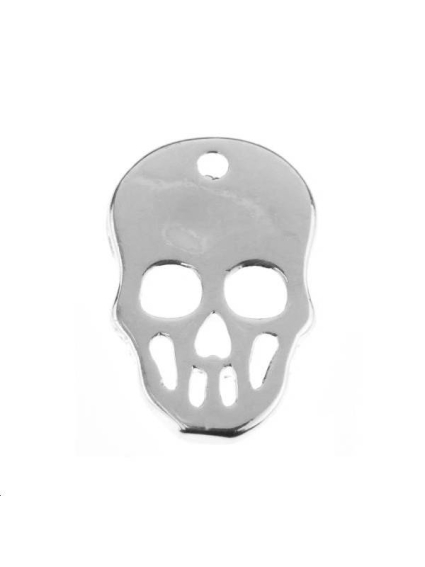 Tête de mort plate 11x7mm 1 trou  Pendentifs- 1