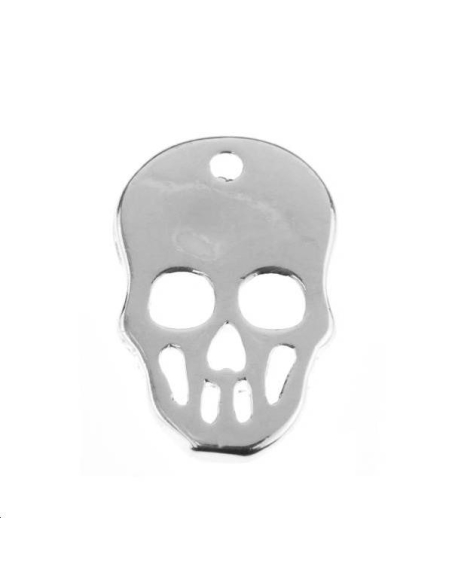 Tête de mort plate 11x7mm 1 trou  Pendentifs- 1 Tête de mort plate 11x7mm 1 trou  Pendentifs- 1