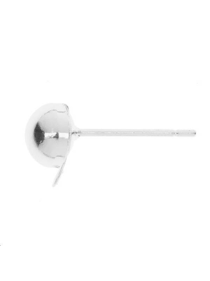 Tiges d'oreilles demi-rond creux 6mm  Boucles d'oreilles- 1