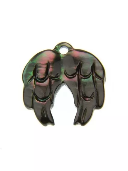 Nacre grise paire d'ailes  Les pendentifs en nacre- 1