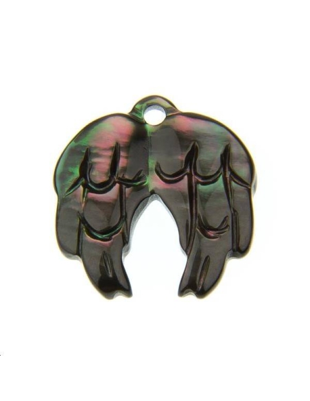 Nacre grise paire d'ailes  Les pendentifs en nacre- 1