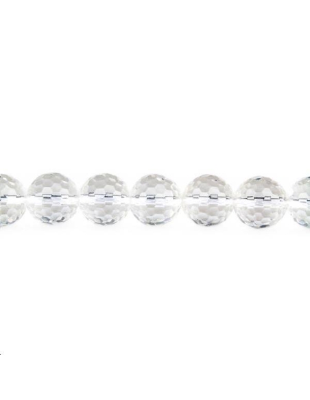 Cristal de roche rond facettes 12mm  Facettes de plus de 8mm - 1 Cristal de roche rond facettes 12mm  Facettes de plus de 8mm - 1