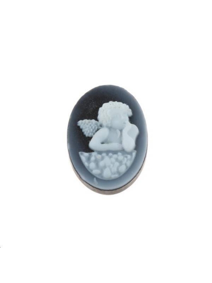 Camée agate noire oval 10x14mm  Les cabochons en pierre fine- 1
