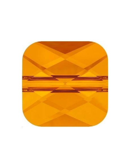 Perle carré 6mm tangerine   Mini square Swarovski (5053)- 2 Perle carré 6mm tangerine   Mini square Swarovski (5053)- 2