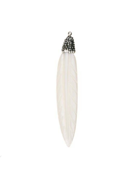 Nacre pendentif plume 15x82mm  Matières naturelles- 1