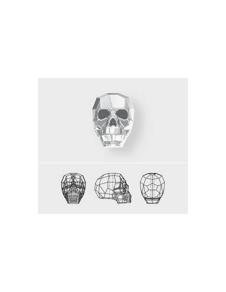 Skull bead 13mm cr light chrome 2X  Perles tête de mort 13mm- 3 Skull bead 13mm cr light chrome 2X  Perles tête de mort 13mm- 3