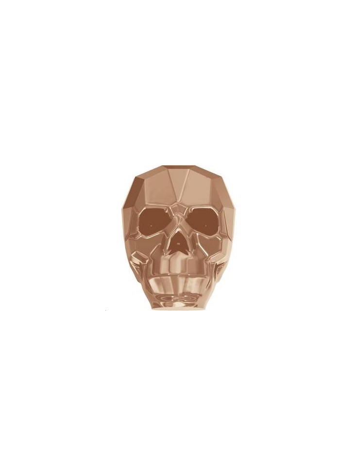 Skull bead 19mm cr rose gold 2X  Perles tête de mort 19mm- 2