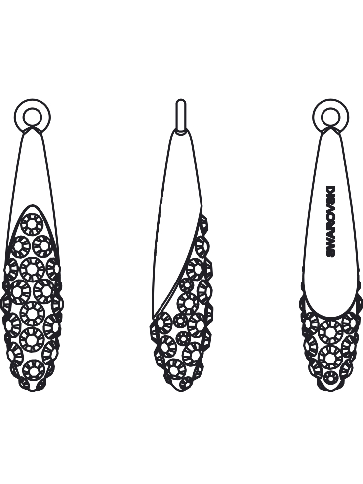 Pavé pendant goutte 20 mm  Pave pendants goutte (67452)- 3