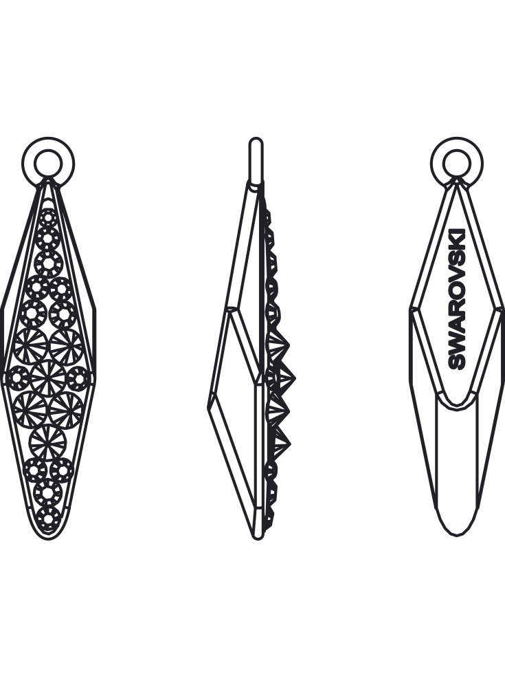 Pavé pendant goutte 20 mm    Pave pendants goutte losange (67482)- 3