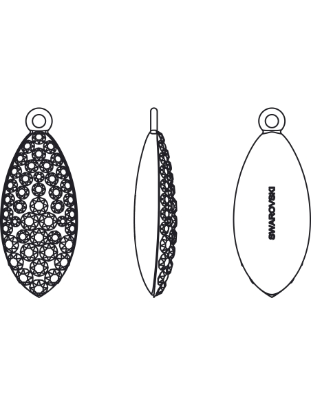 Pavé pendant goutte 20 mm   Pave pendants goutte plate (67492)- 3