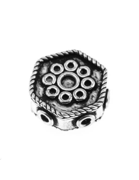 Tambour hexagone décoré 16mm argent 925/000  L argent 925- 1