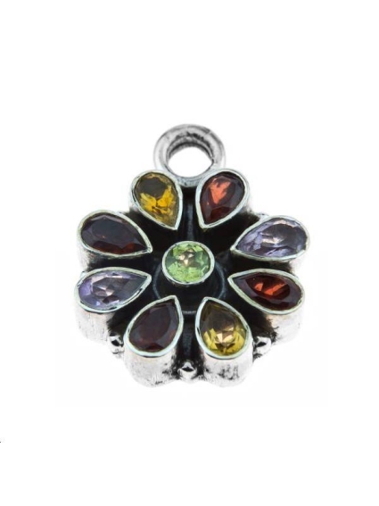 Pendentif fleur pierres semi-précieuses 16mm argent 925/000  L argent 925- 1