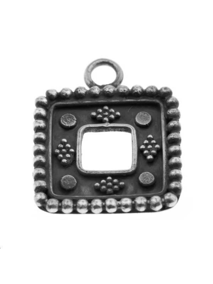 Pendentif carré décoré 18x18mm argent 925/000  L argent 925- 1