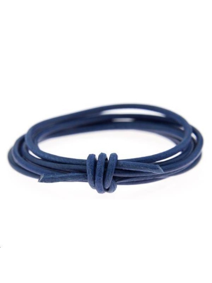 Cuir rond 1.3mm bleu foncé  Cuir rond- 1