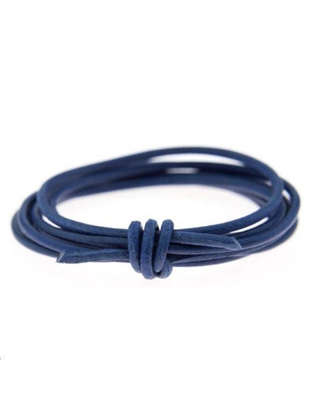Cuir rond 1.3mm bleu foncé  Cuir rond- 1