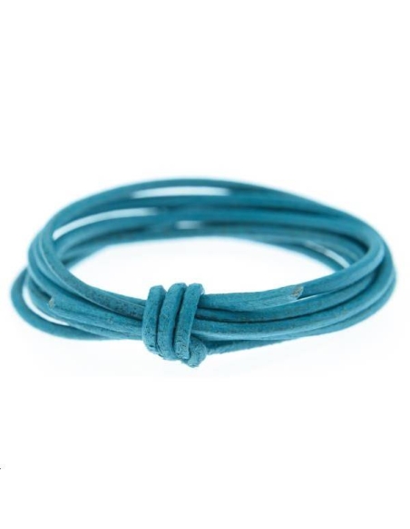 Cuir rond 1.3mm turquoise  Cuir rond- 1 Cuir rond 1.3mm turquoise  Cuir rond- 1