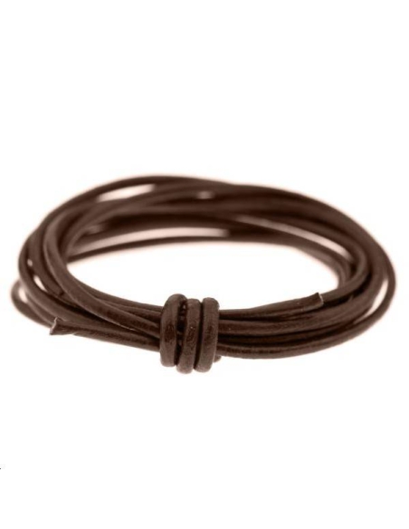 Cuir rond 1.5mm chocolat  Cuir rond- 1 Cuir rond 1.5mm chocolat  Cuir rond- 1