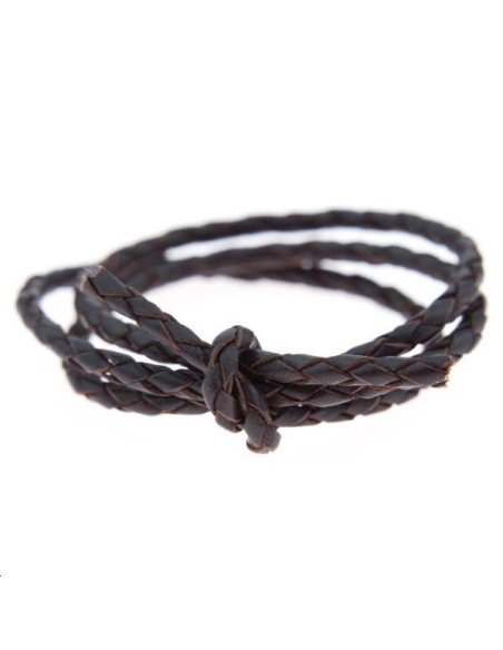 Cuir rond tressé 2.5mm chocolat  Cuir rond tressé- 1