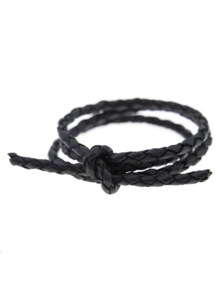 Cuir rond tressé 2.5mm noir  Cuir rond tressé- 1 Cuir rond tressé 2.5mm noir  Cuir rond tressé- 1