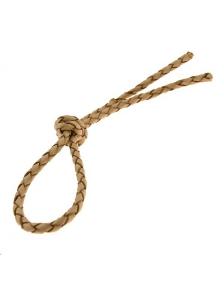 Cuir rond tressé 4mm beige naturel  Cuir rond tressé- 1 Cuir rond tressé 4mm beige naturel  Cuir rond tressé- 1