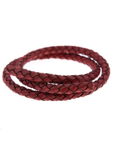 Cuir rond tressé 6mm rouge  Cuir rond tressé- 1 Cuir rond tressé 6mm rouge  Cuir rond tressé- 1