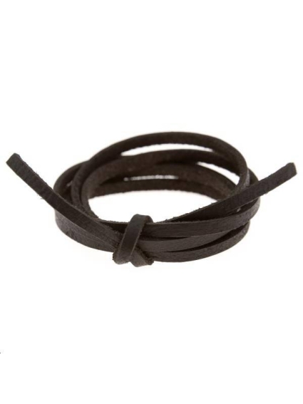 Cuir ruban 4mm marron  Cuir plat- 1