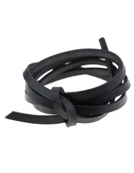Cuir ruban 4mm noir  Cuir plat- 1