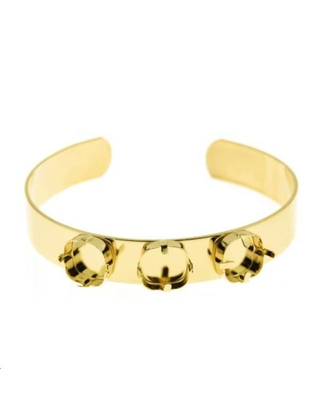 Jonc avec 3 sertissures carrées 10mm  Bracelets et manchettes- 1 Jonc avec 3 sertissures carrées 10mm  Bracelets et manchettes- 1