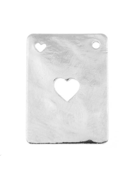 Carte martelée coeur 20x14mm 1 trou  Pampilles- 1