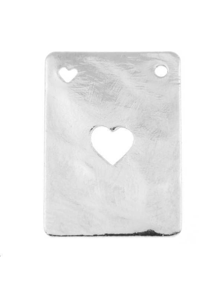 Carte martelée coeur 20x14mm 1 trou  Pampilles- 1 Carte martelée coeur 20x14mm 1 trou  Pampilles- 1