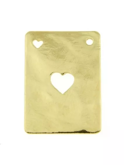 Carte martelée coeur 20x14mm 1 trou  Pampilles- 1