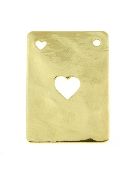 Carte martelée coeur 20x14mm 1 trou  Pampilles- 1