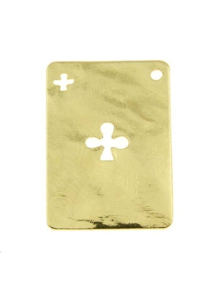 Carte martelée trèfle 20x14mm 1 trou  Pampilles- 1
