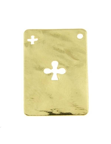 Carte martelée trèfle 20x14mm 1 trou  Pampilles- 1