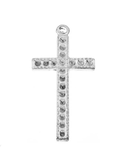 Croix à strasser 25x14mm 1 anneau  Pampilles- 1