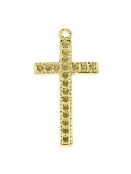 Croix à strasser 25x14mm 1 anneau  Pampilles- 1