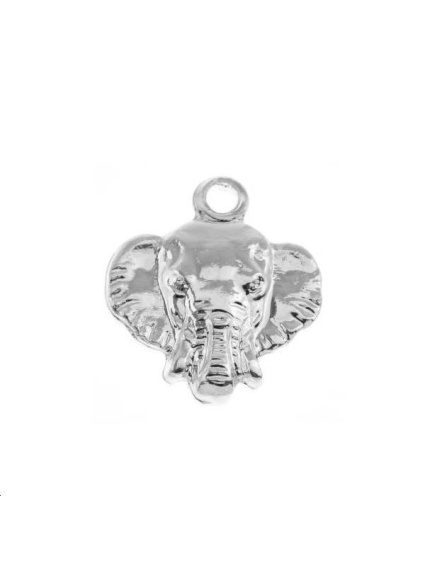 Pendentif tête d'éléphant 1 trou 10x10mm  Pendentifs- 1