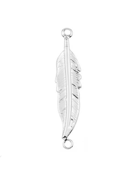 Pendentif plume 27x6mm avec 2 anneaux  Pendentifs- 1 Pendentif plume 27x6mm avec 2 anneaux  Pendentifs- 1