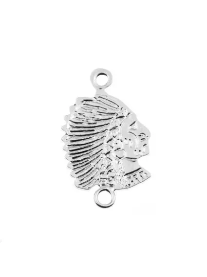 Pendentif tête d'indien 15x10mm avec 2 anneaux  Pendentifs- 1