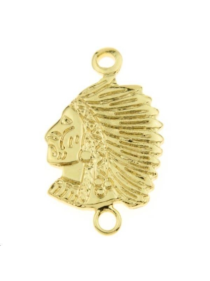 Pendentif tête d'indien 15x10mm avec 2 anneaux  Pendentifs- 1