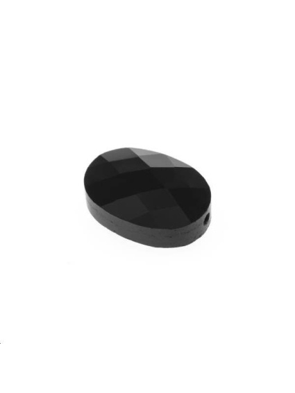 Ovale verre facette 14x10mm noir  Les perles en verre facettées- 1