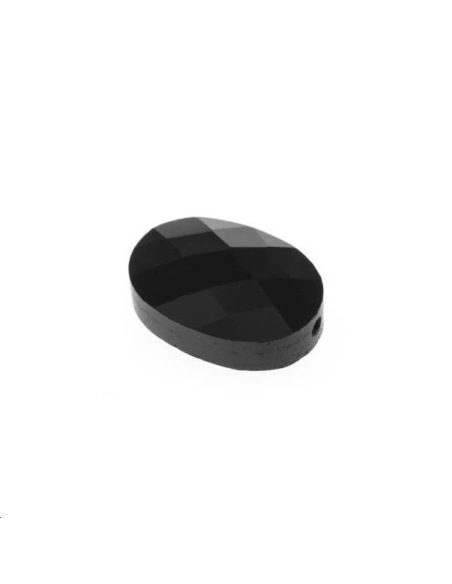 Ovale verre facette 14x10mm noir  Les perles en verre facettées- 1 Ovale verre facette 14x10mm noir  Les perles en verre facettées- 1