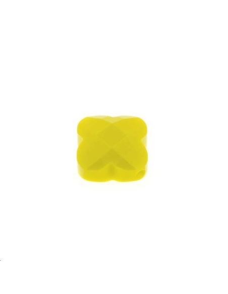 Trèfle verre facette 12x12mm jaune  Les perles en verre facettées- 1 Trèfle verre facette 12x12mm jaune  Les perles en verre facettées- 1