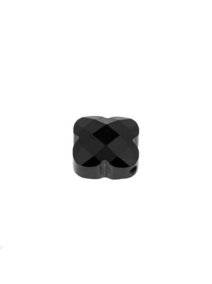 Trèfle verre facette 12x12mm noir  Les perles en verre facettées- 1