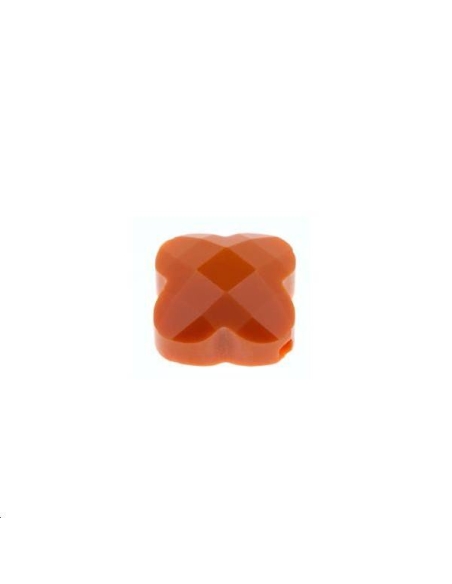 Trèfle verre facette 12x12mm orange  Les perles en verre facettées- 1 Trèfle verre facette 12x12mm orange  Les perles en verre facettées- 1