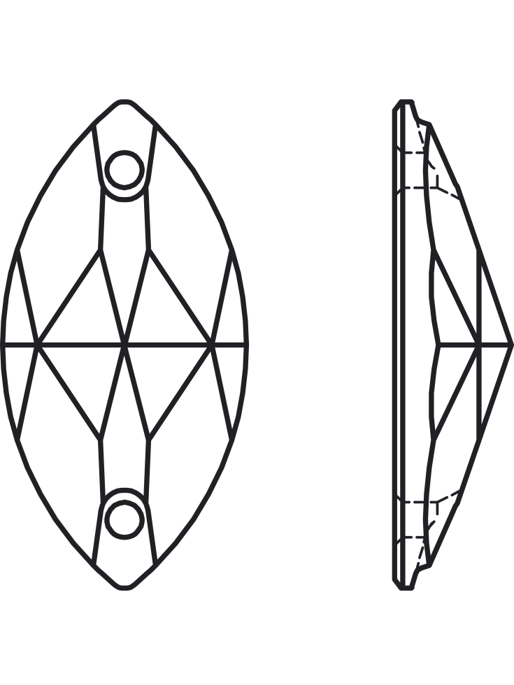 pierre à coudre navette 18x9mm cr  Pierres à coudre & boutons Swarovski- 3